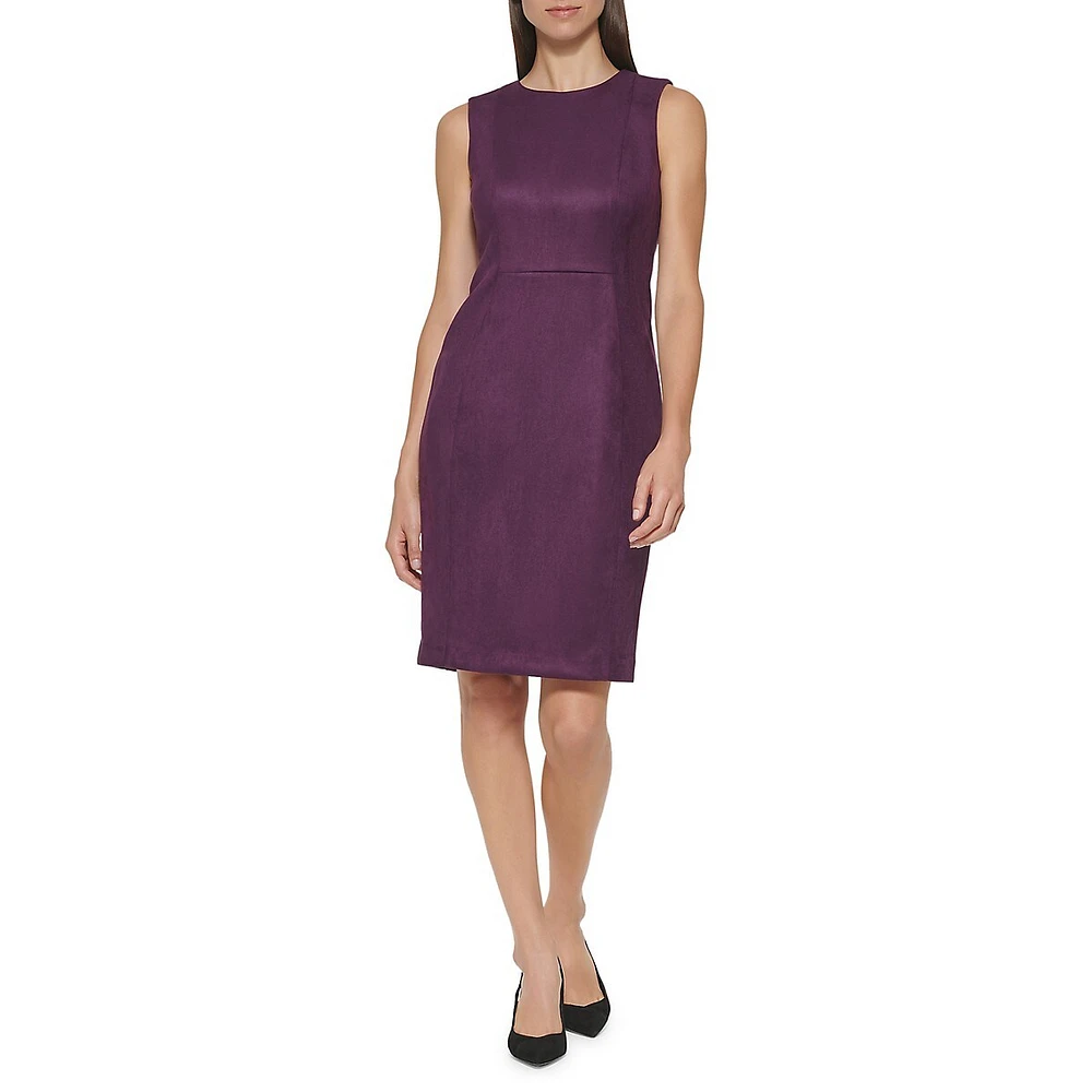 Sueded Scuba Crepe Sheath Dress