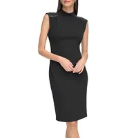 Quilted Faux Leather and Scuba Crepe Sheath Dress