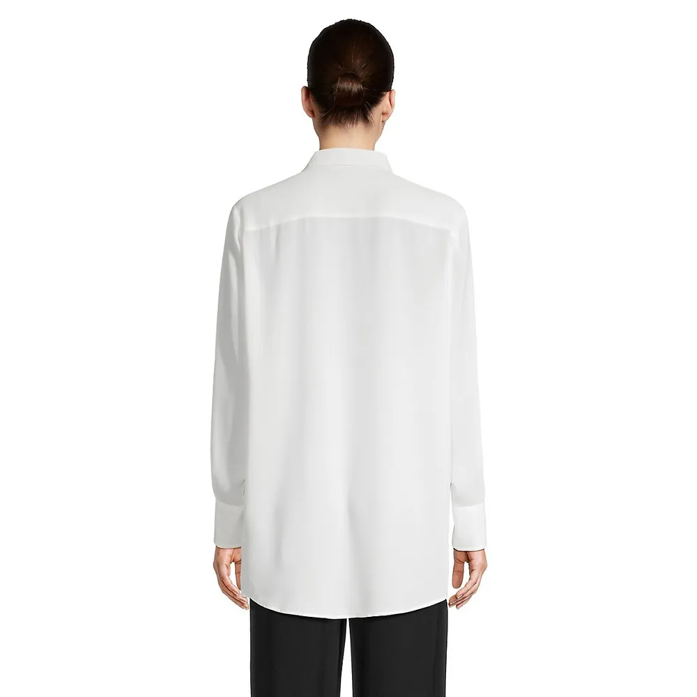 Extended-Sleeve-Placket Longline Blouse