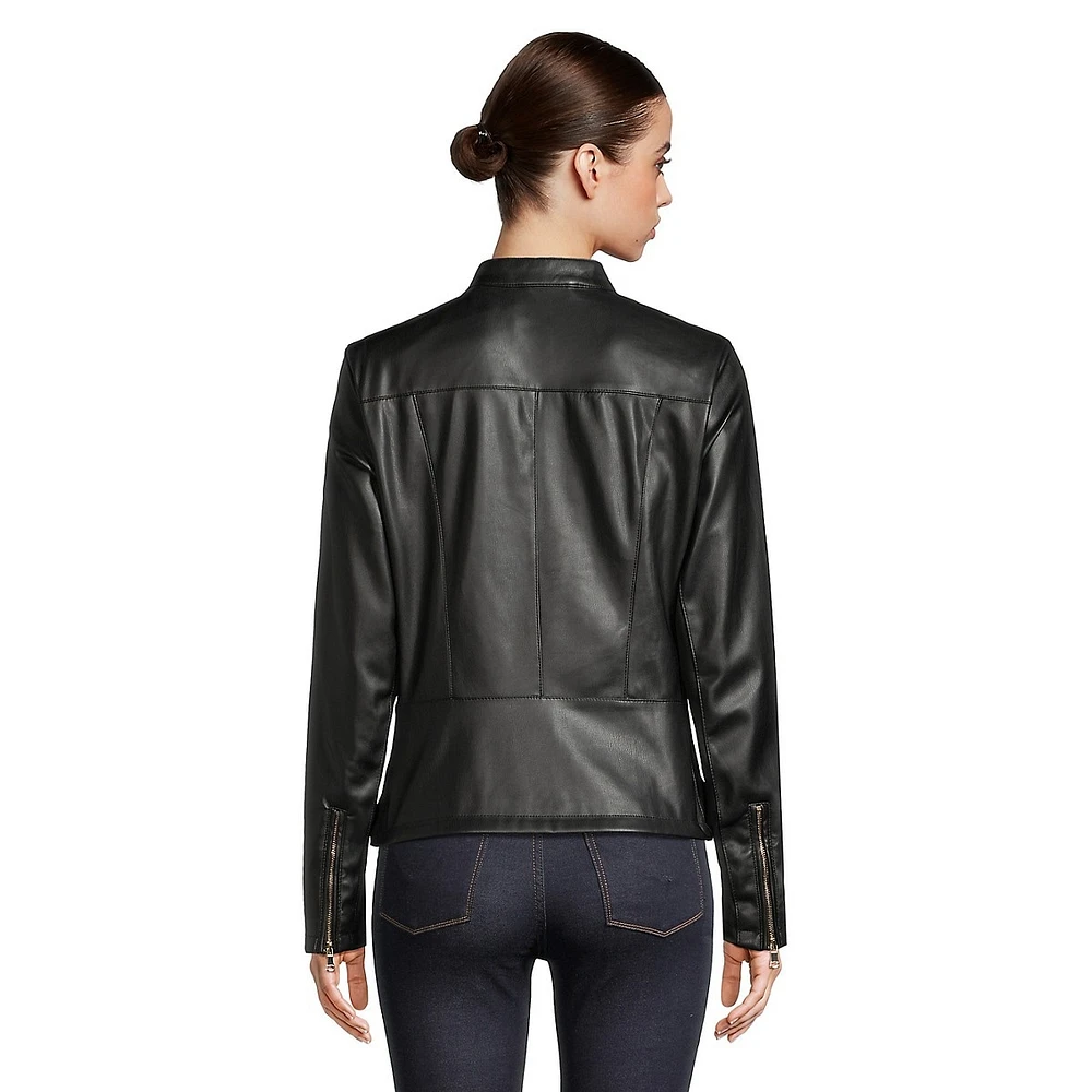 Faux Leather Moto Jacket