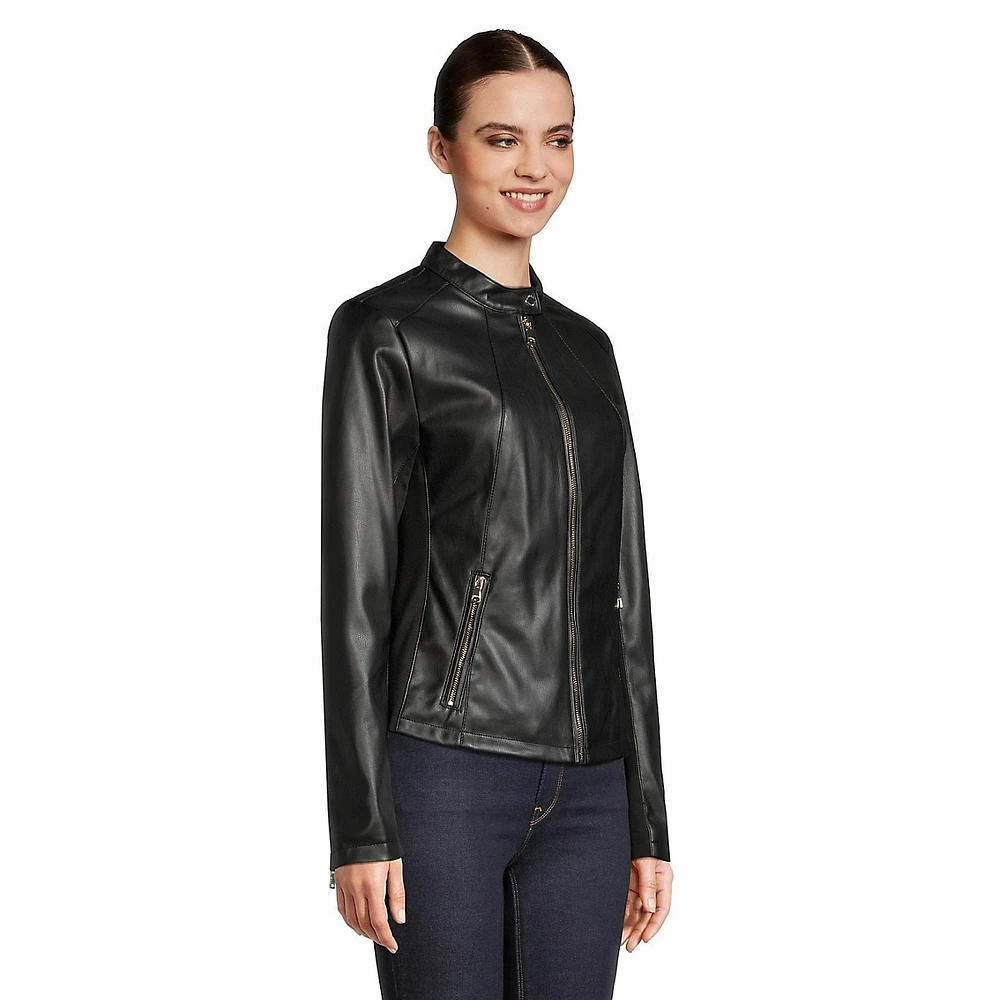 Faux Leather Moto Jacket