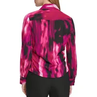 Printed Ruched-Front Shirt