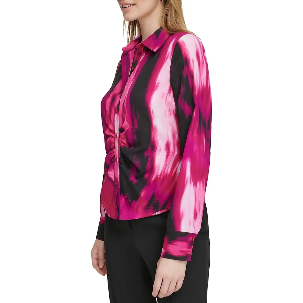 Printed Ruched-Front Shirt