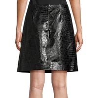 Croc-Embossed Faux Leather Skirt