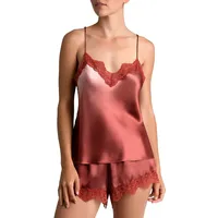 Madelyn 2-Piece Satin Lace Cami Top and Shorts Set