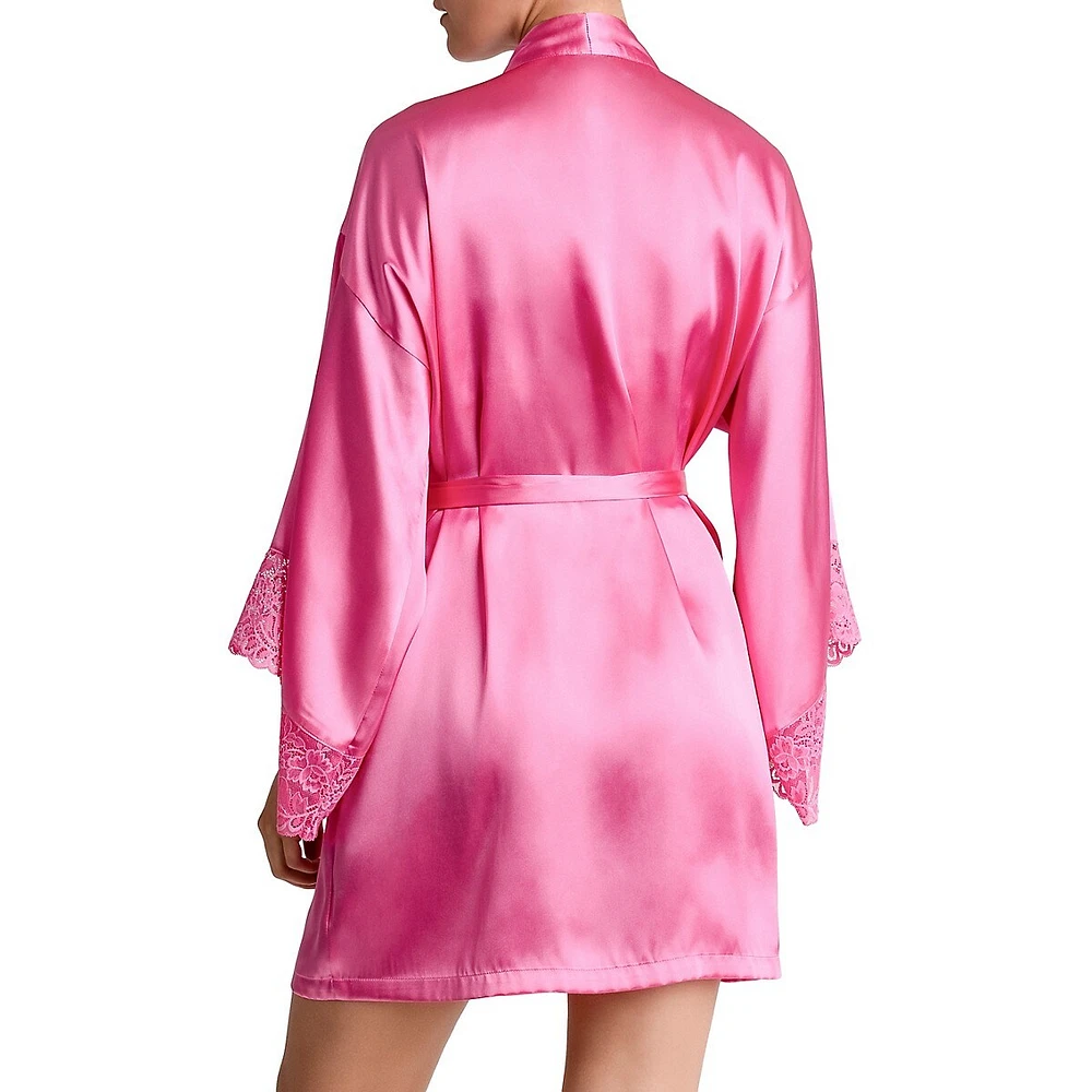 Love Strory Lace-Trim Wrap Robe