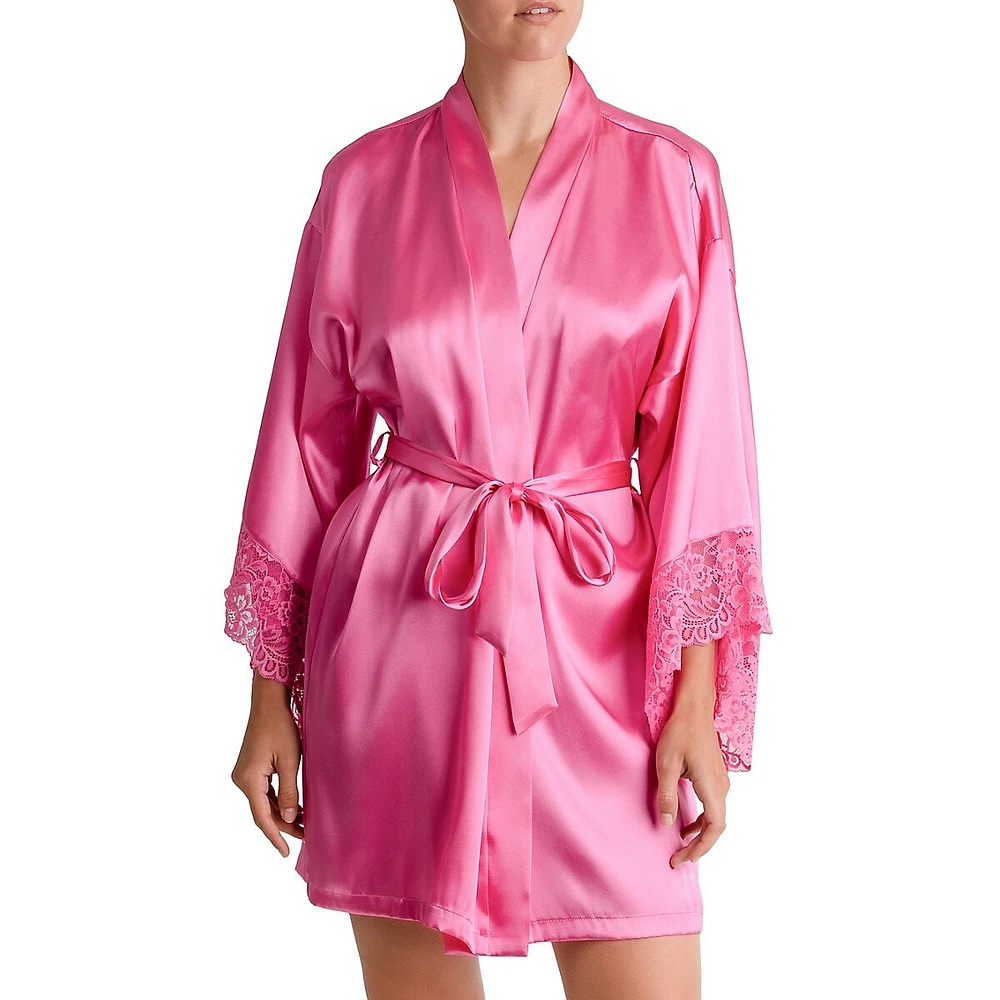 Love Strory Lace-Trim Wrap Robe