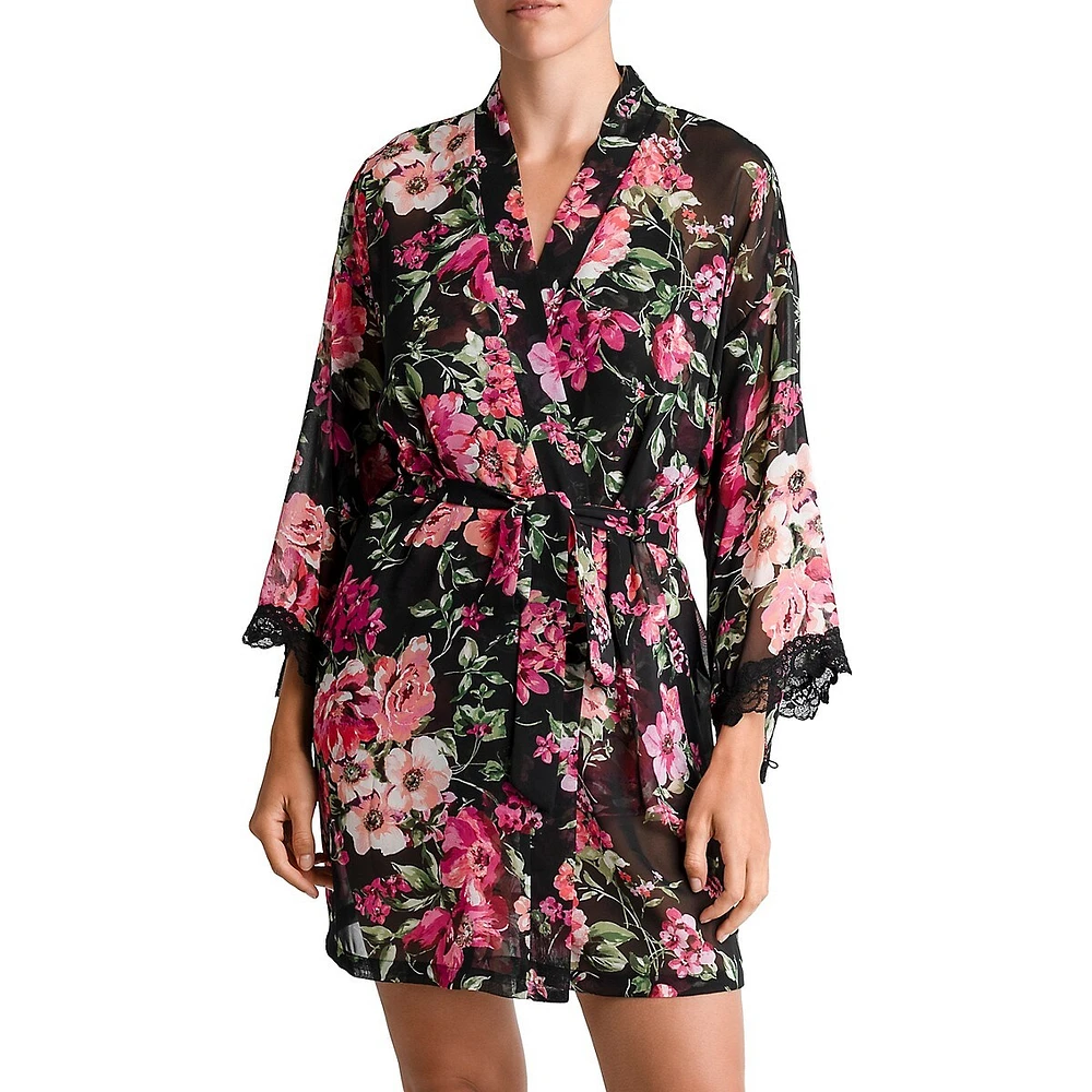 Beautful Stanger Floral Wrap Robe