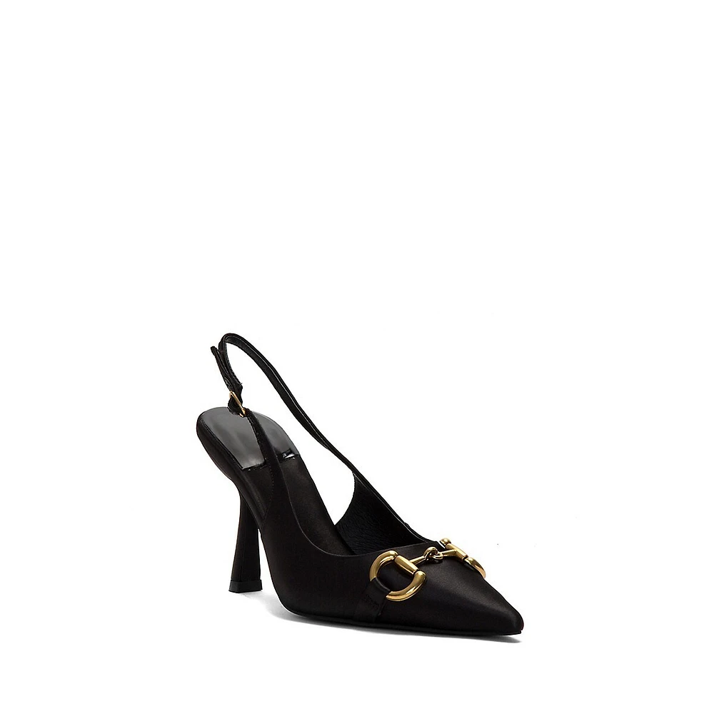 Estella Bit-Detail Satin Slingback Pumps