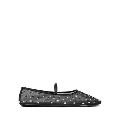 Swan Lake Jeweled-Mesh Mary-Jane Ballet Flats