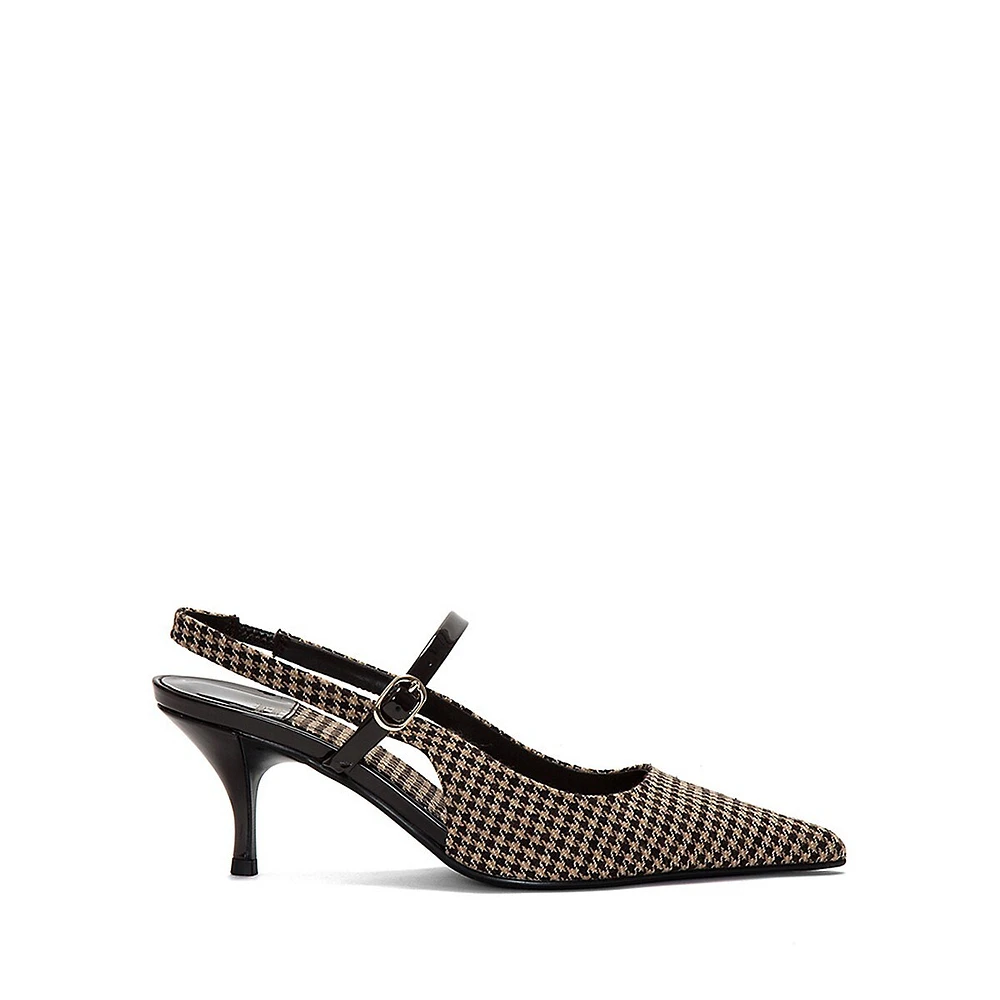 Tanya Houndstooth Leather Slingback Pumps