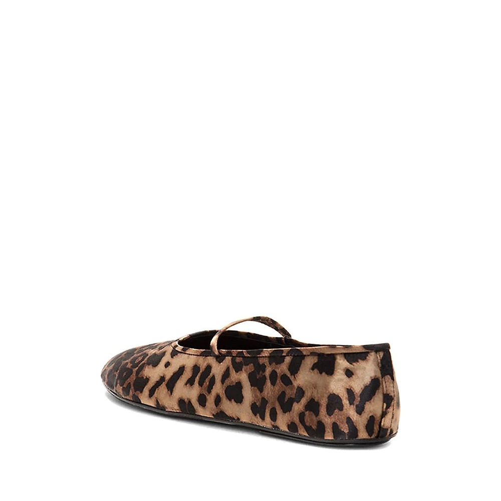 Dancerina Cheetah-Print Leather Mary-Jane Ballet Flats