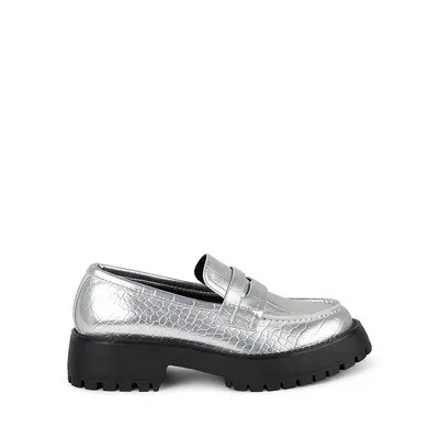 Hanna1 Croc-Embossed Chunky-Sole Loafers