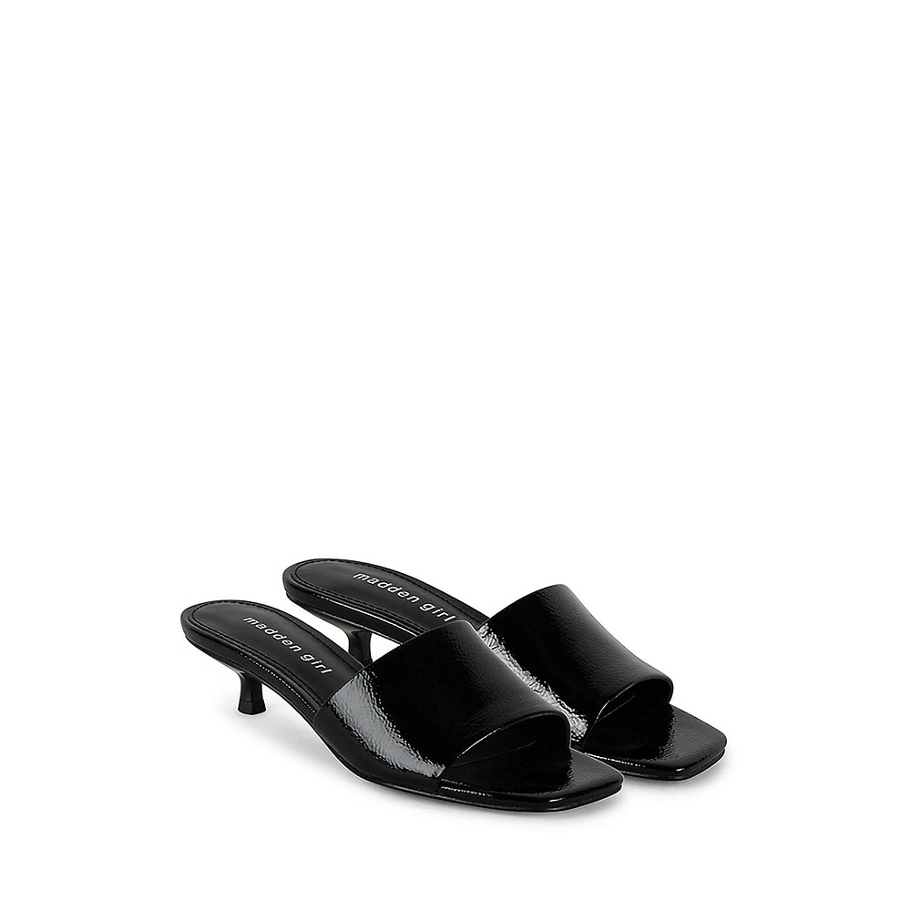 Mina1 Kitten-Heel Mule Sandals