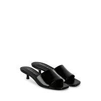Mina1 Kitten-Heel Mule Sandals