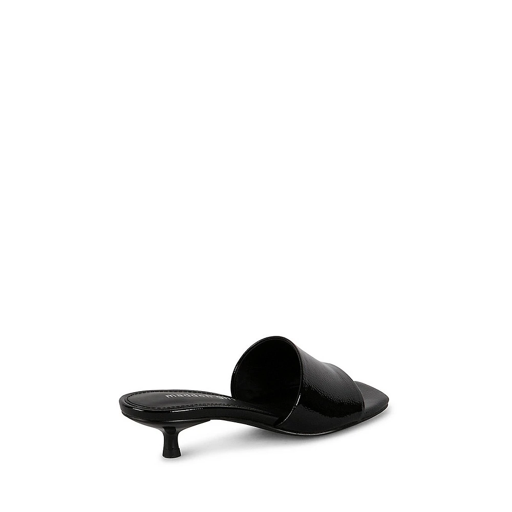 Mina1 Kitten-Heel Mule Sandals