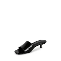 Mina1 Kitten-Heel Mule Sandals
