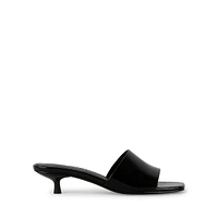 Mina1 Kitten-Heel Mule Sandals