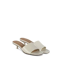 Mina1 Kitten-Heel Mule Sandals
