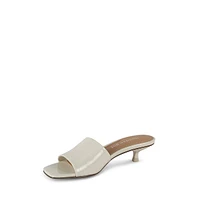 Mina1 Kitten-Heel Mule Sandals