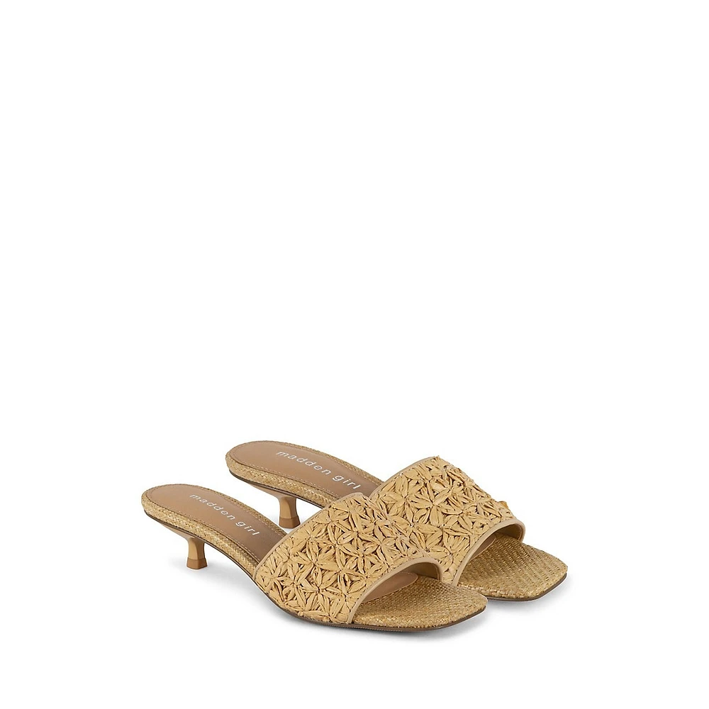 Mina1 Kitten-Heel Mule Sandals