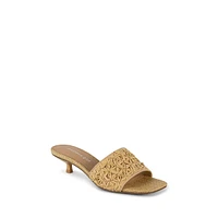 Mina1 Kitten-Heel Mule Sandals