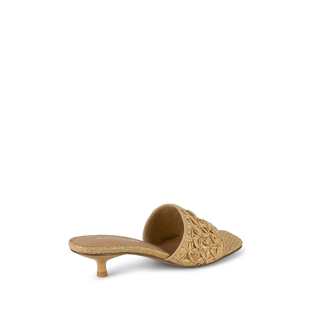 Mina1 Kitten-Heel Mule Sandals