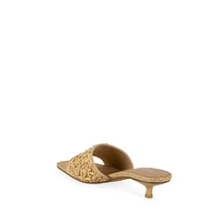 Mina1 Kitten-Heel Mule Sandals