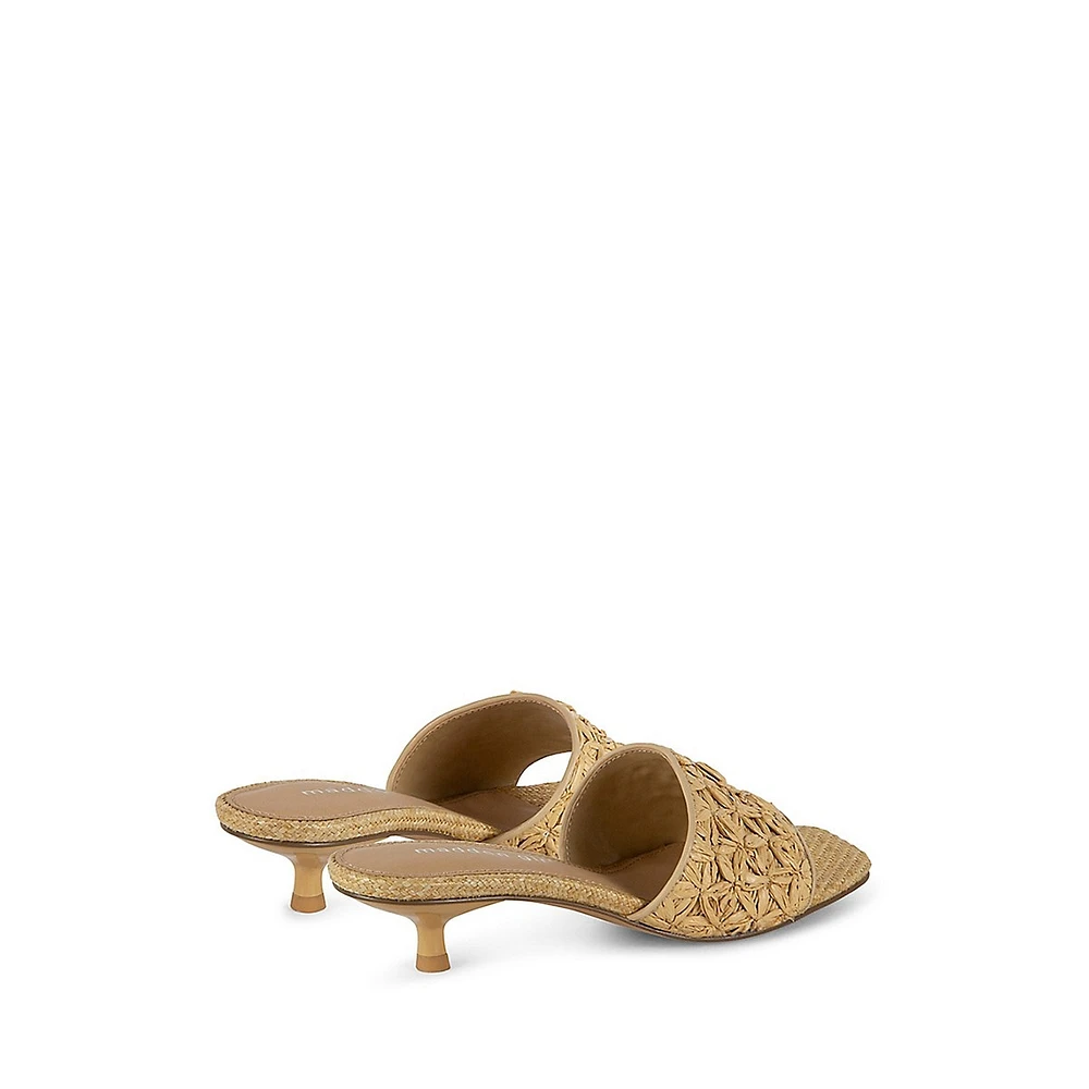 Mina1 Kitten-Heel Mule Sandals