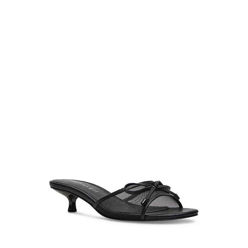 Vara1 Mesh Kitten-Heel Mule Sandals