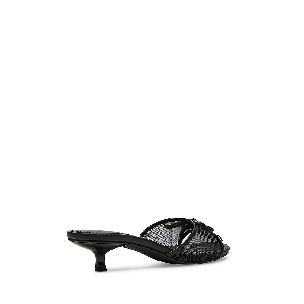 Vara1 Mesh Kitten-Heel Mule Sandals