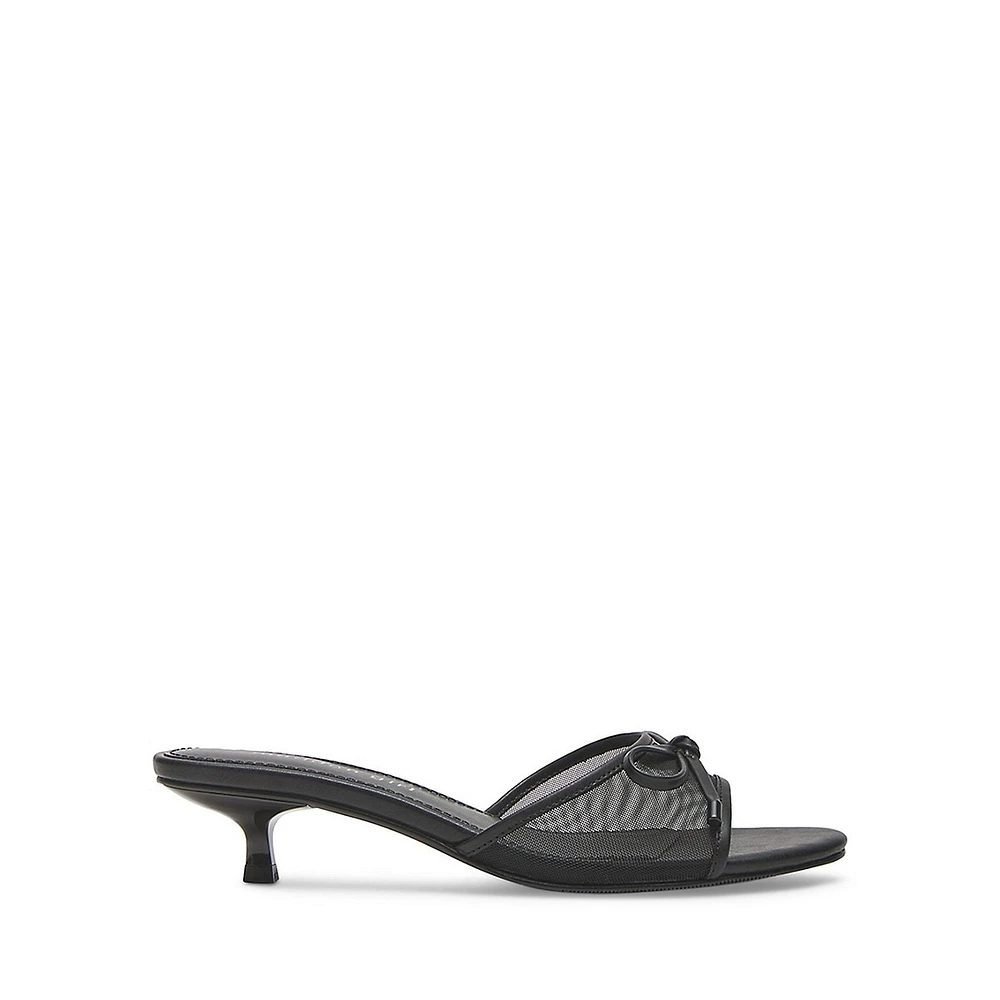 Vara1 Mesh Kitten-Heel Mule Sandals