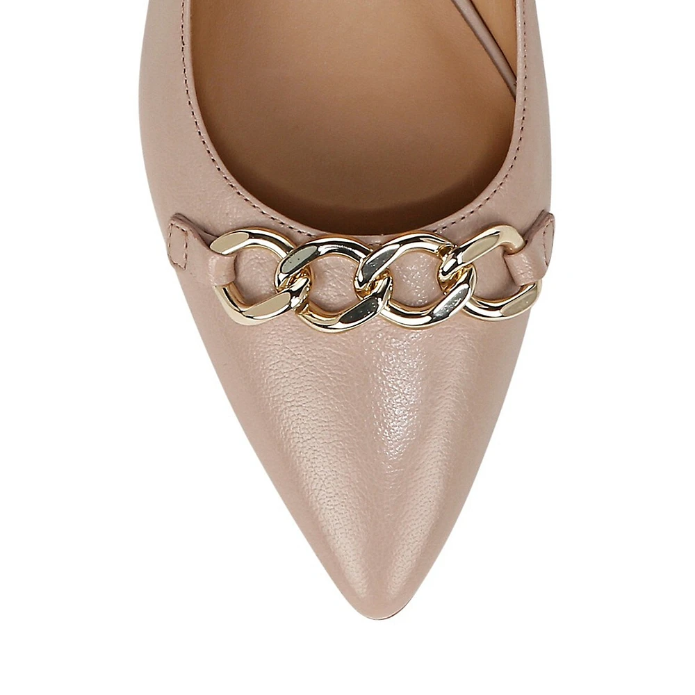 Becca Chain-Detailed Leather Pumps