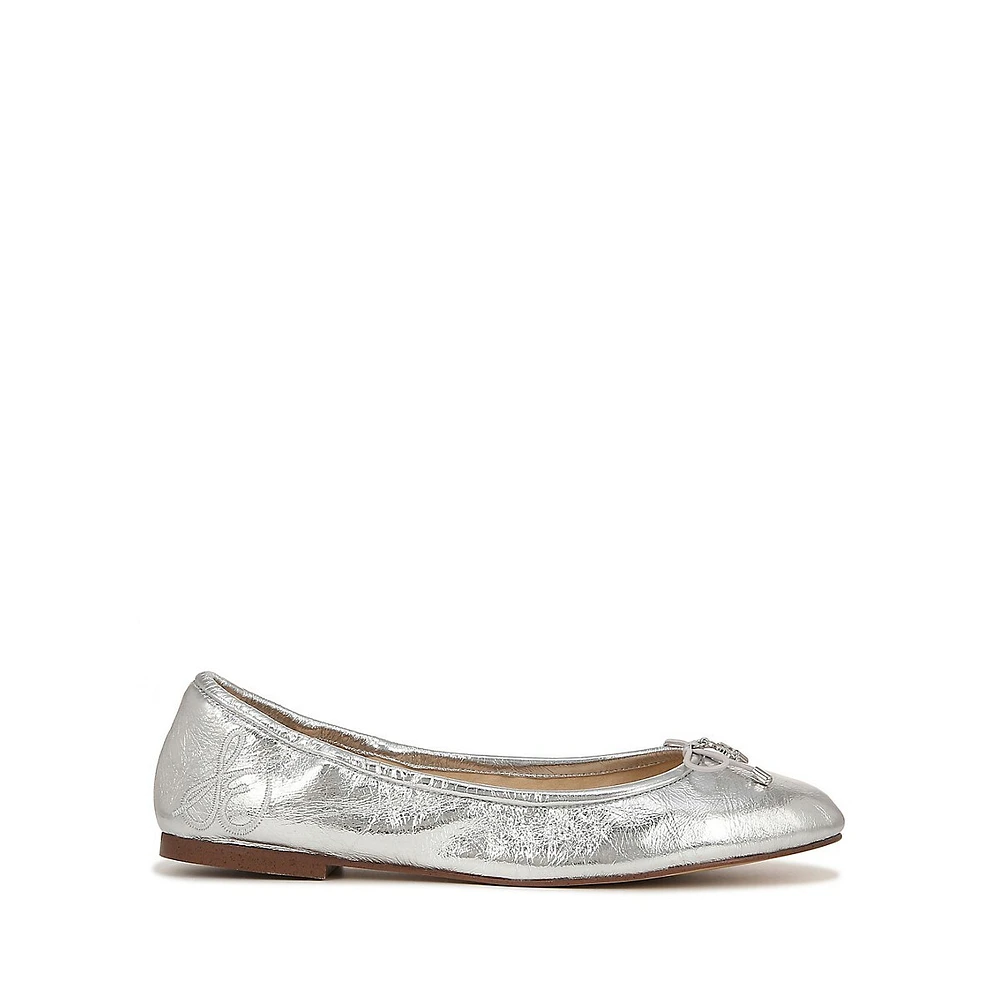 Felicia Cushioned Metallic Leather Ballet Flats