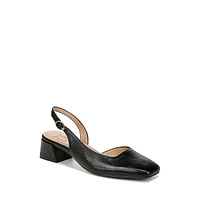 Jayla Square-Toe Slingback D'Orsay Leather Shoes