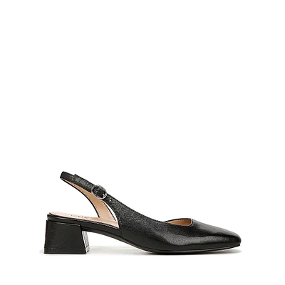 Jayla Square-Toe Slingback D'Orsay Leather Shoes