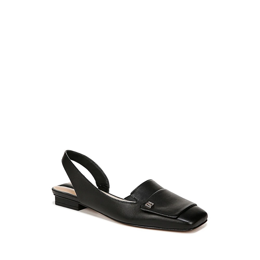 Teagan Leather Slingback Flat Sandals