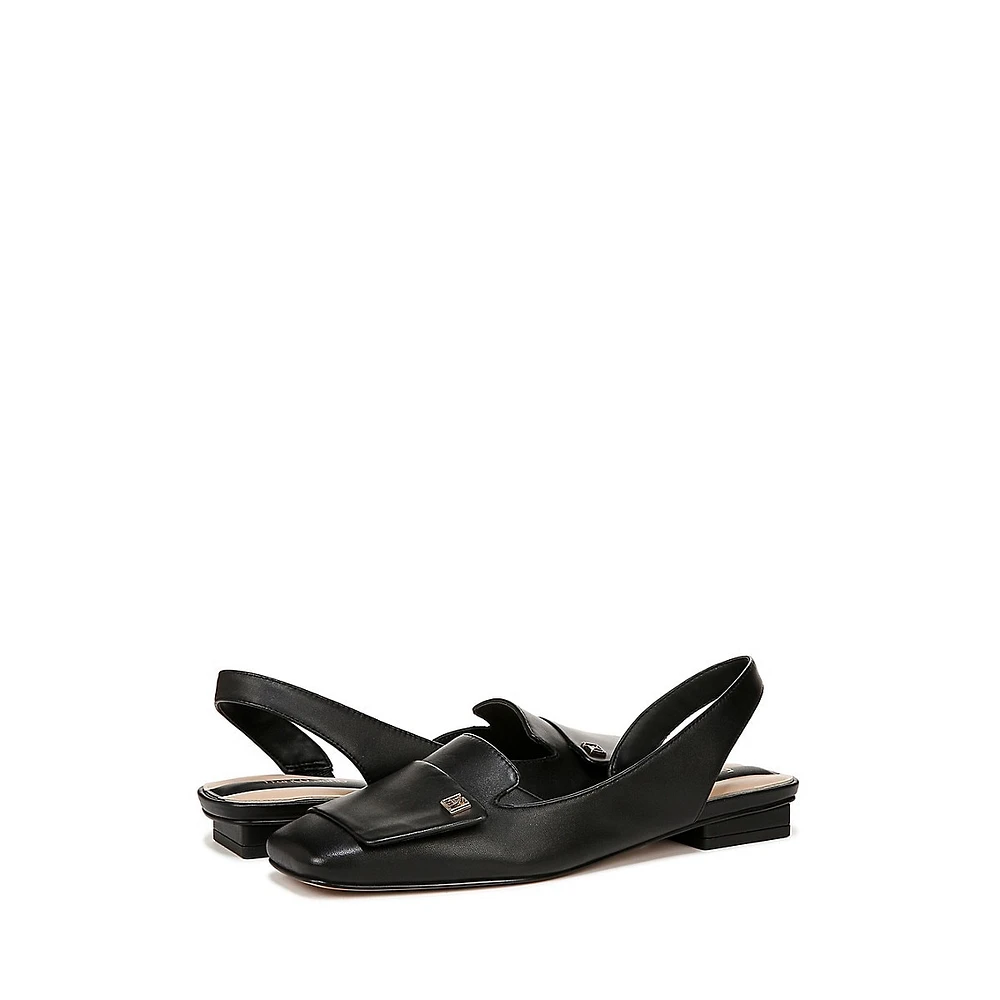 Teagan Leather Slingback Flat Sandals