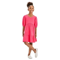 Girl's Short-Sleeve Gauze Dress