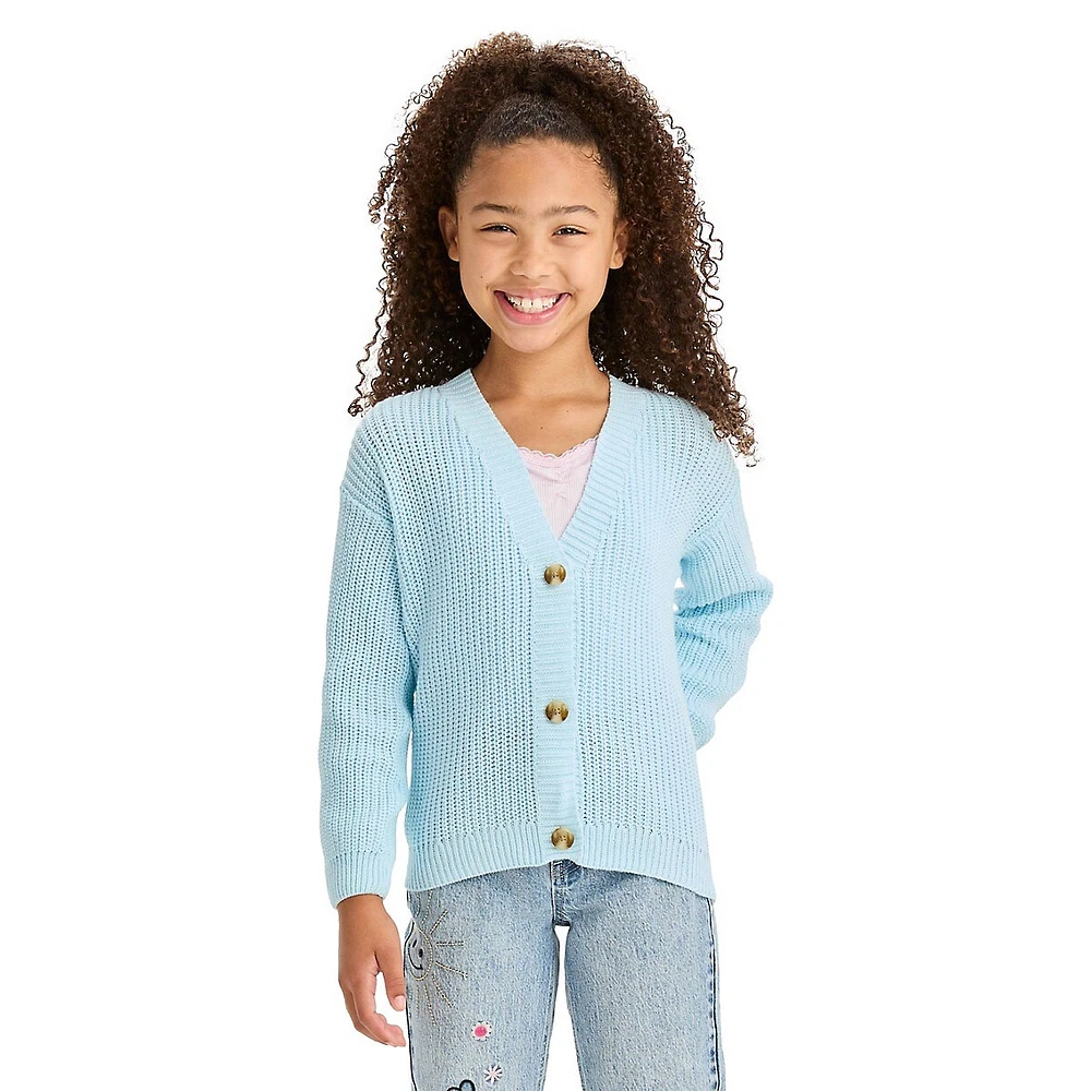 Girl's Button-Front Knit Cardigan