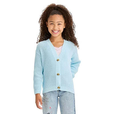 Girl's Button-Front Knit Cardigan