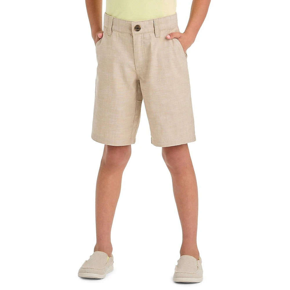 Boy's At The Knee Chambray Chino Shorts