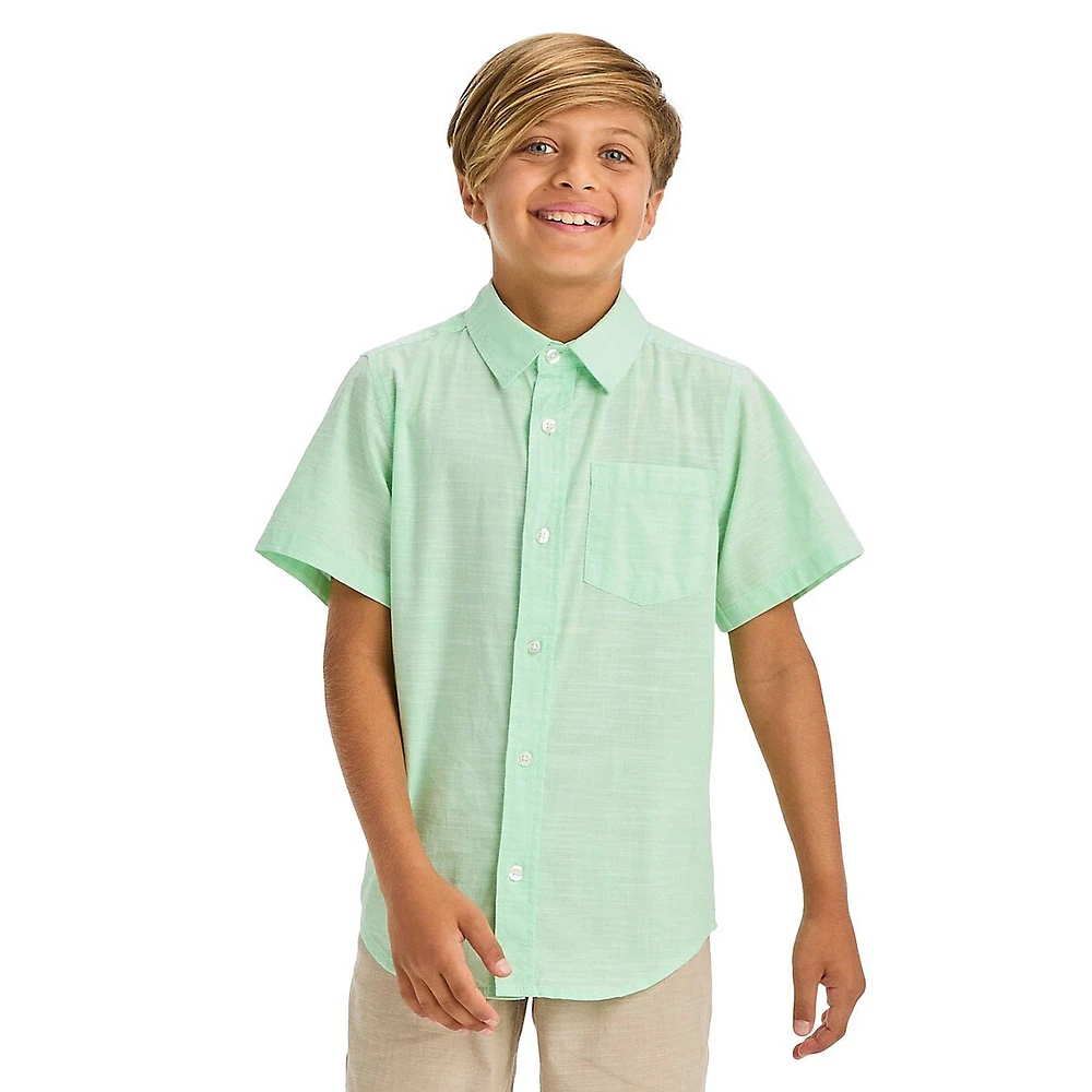 Boy's Short-Sleeve Poplin Button-Down Shirt