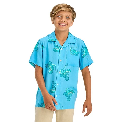 Boy's Printed Short-Sleeve Camp Shirt