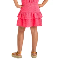 Girl's Tiered Eyelet Embroidered Pull-On Skirt