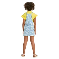 Girls' Daisy-Printed Denim Skirtall Dress