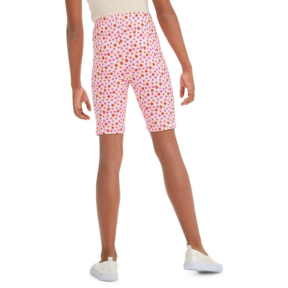 Girl's Floral-Print Bike Shorts