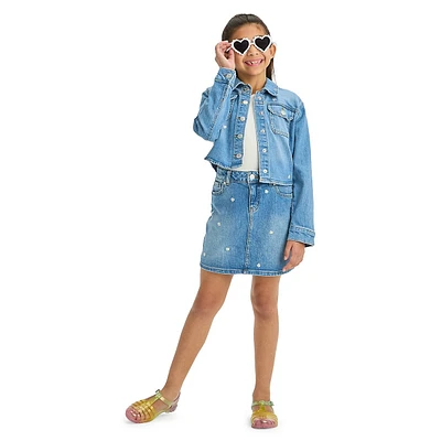 Girl's Embroidered Daisies Jean Jacket