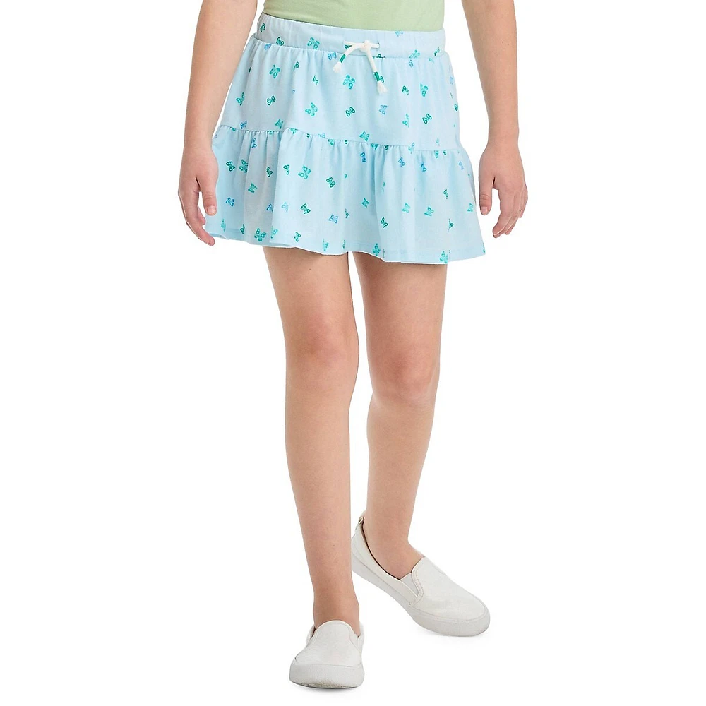 Girl's Printed Tiered Mini Skort