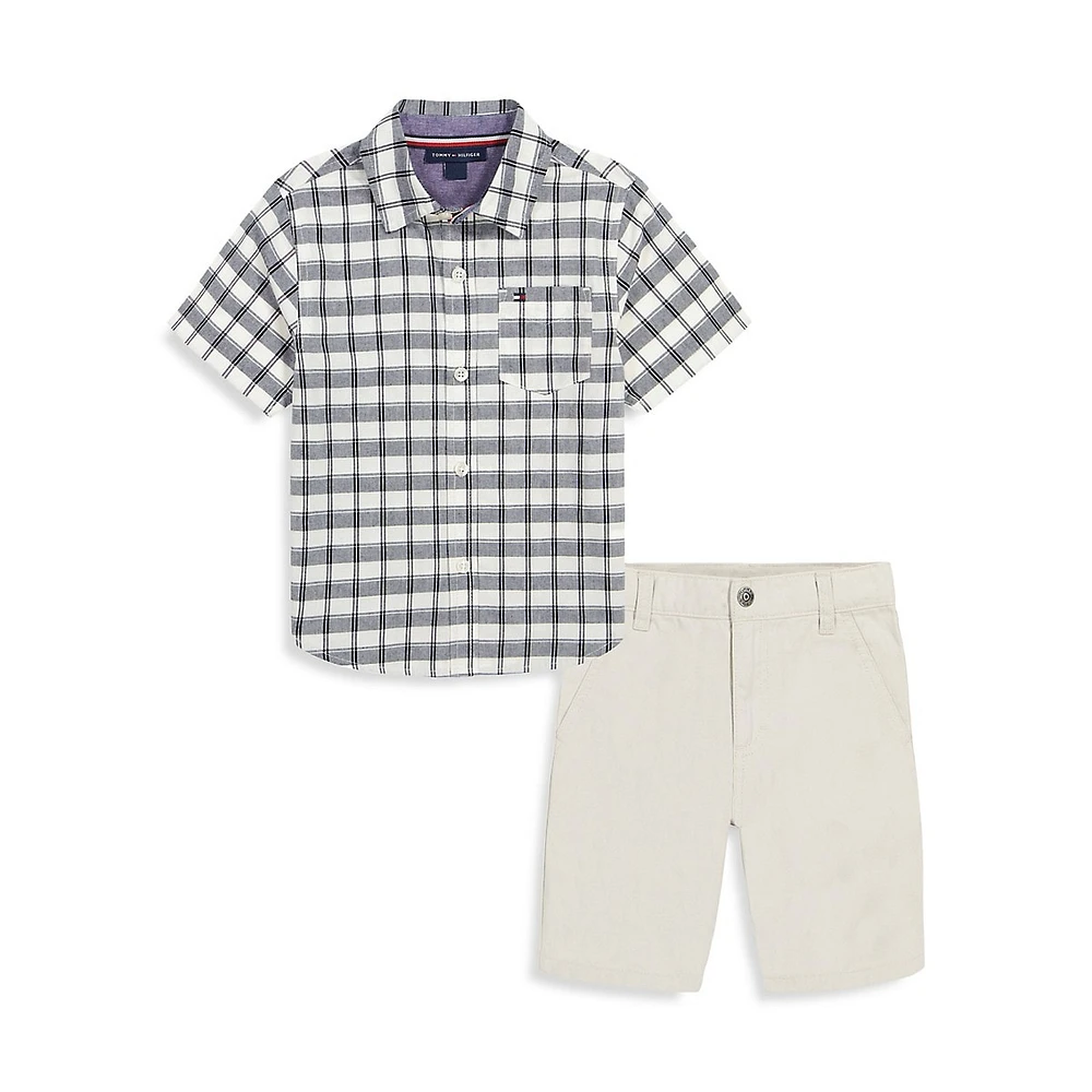 Little Boy's 2-Piece Short-Sleeve Shirt & Shorts Set